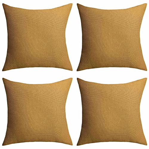 Home Brilliant Mustard Yellow Outdoor Cushion Covers 45 x 45, Decorative Waterproof Square Pillow Covers