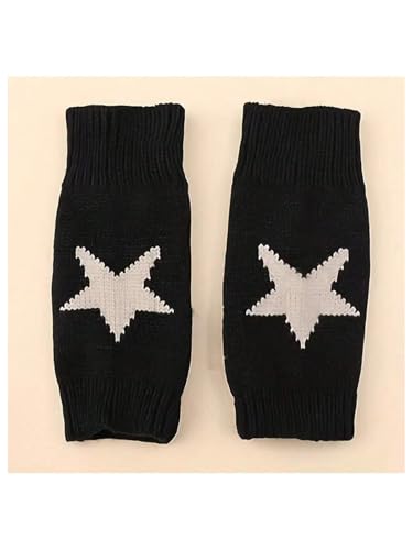 Verdusa Gril's Y2K Printed Knitted Fingerless Glove Short Gloves with Thumb Hole3