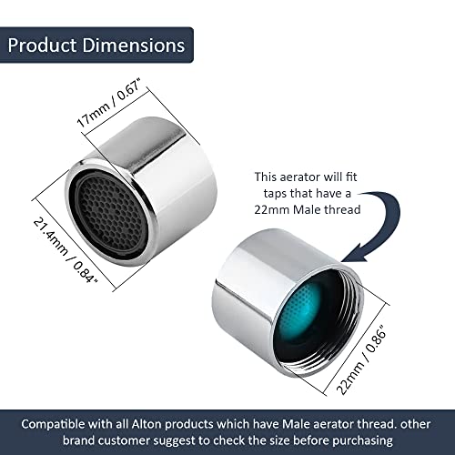 ALTON ALD350, Brass, Replacement Tap Aeartor With Foam Flow For F22mm Thread, Silver (4-Piece Set)