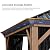 PURPLE LEAF 10' X 12' Outdoor Hardtop Gazebo for Patio Galvanized Steel Double Roof Permanent Canopy Teak Finish Coated Aluminum Frame Pavilion Gazebo with Netting and Curtains