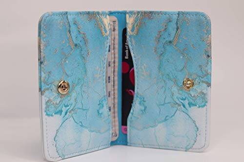 Birth Control Pill Case/Wallet - Marble Blue - Cute and Discreet 4" x 3"
