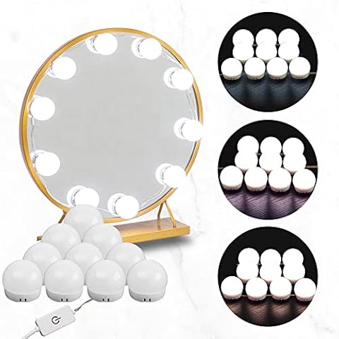 Senvoziii LED Vanity Mirror Lights with 10 Dimmable LED Bulbs 3 Color Modes Hollywood Style Makeup Lights for Dressing Table Mirror Bath Mirror Lamps with USB Power Cable (Mirror Not Included) Cover