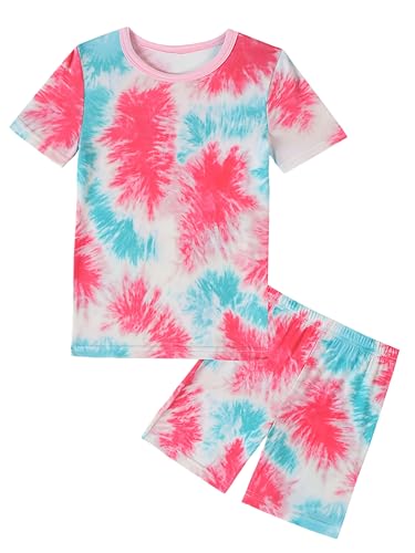 Joonberry Toddler Kids Soft Bamboo Viscose Long Sleeve Top and Pants Cloth Set–2-Piece 2-8Y Boys Girls Outfit(Tie dye,3-4Y