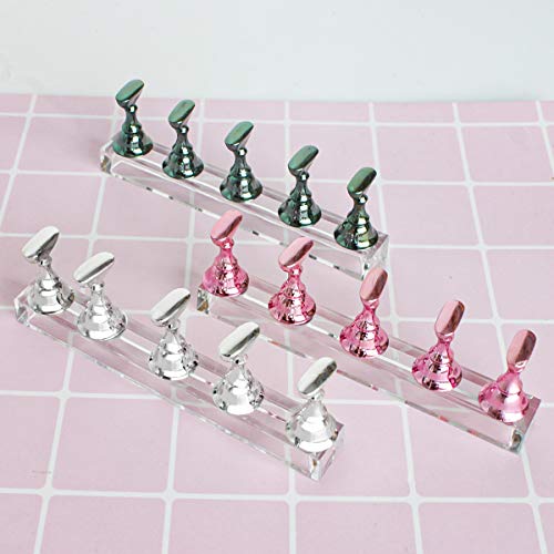 image for JUSTOTRY 4 Sets Pink Nail Stand for Press on Nails Display, Magnetic F