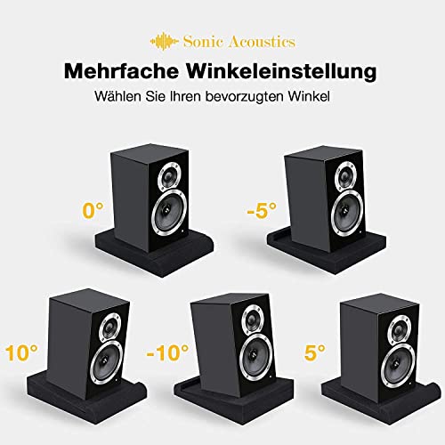 Sonic Acoustics Akustikschaumstoff, 2 Stücke Schallabsorber für 12,7 cm (5 Zoll) Studio Monitore, Gummiunterseite, Verhindert Vibrationen, Schwarz