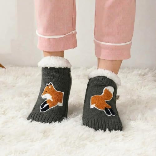 Image of ZYZX Cute Animal Slipper Socks for Women with Grips,Fuzzy Socks Indoor