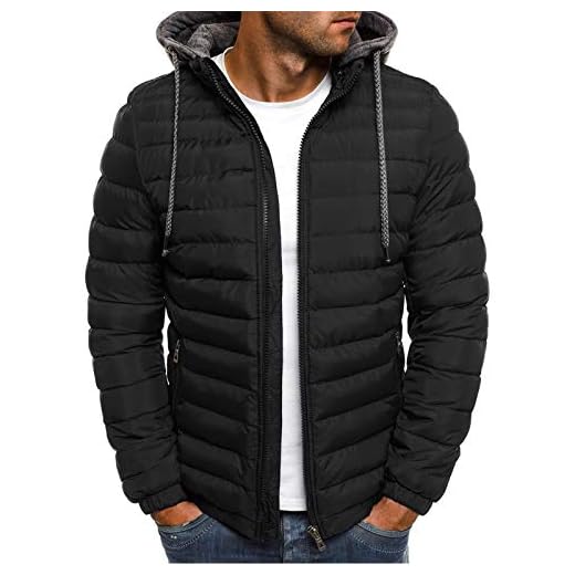 Men's Lightweight Warm Puffer Jacket Winter Down Jacket Thermal Hybrid Hiking Coat Water Resistant Packable Autumn Winter Black