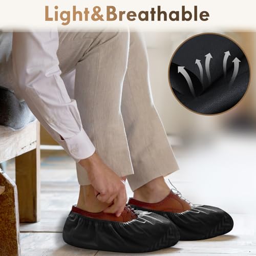 Shoe Covers Disposable Non-Slip - Black Boot Covers for Indoors,100Pcs Booties for Shoe Coves Fits Up To 11 US Men and 13 US Women Size,Non-Woven Fabric by DclobTop - Image 3