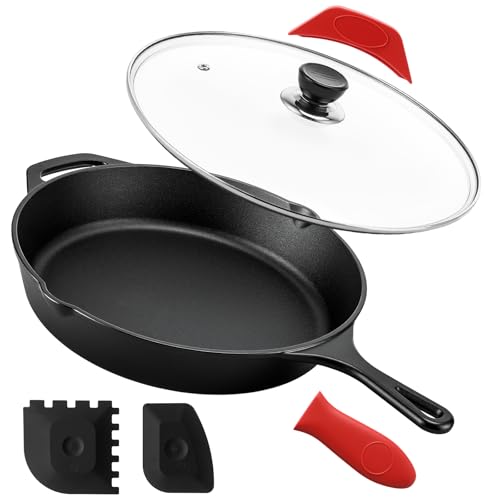Vesici 6 Pcs Cast Iron Skillet with Lid 12 Inch