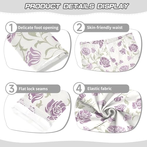 Vintage Rose Girls Leggings,Workout Leggings for Girls Toddler Athletic Leggings Size for 3-10T3