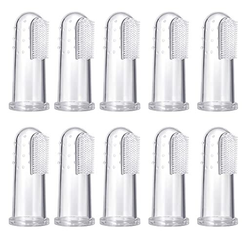 10 Stück Pet Finger Zahnbürste, weiche Silikon Pet Finger Zahnbürste, Lebensmittelsicherheit Zahnreiniger, Hund Katze Zahnbürsten Kit für Hunde & Katzen Pet Zahnpfleg (10 Stück) Cover