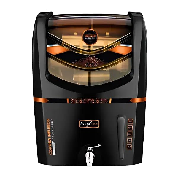 Image of Aqua x Crux 7-Stage RO UV UF Water Purifier with Copper Mineral Technology & TDS Controller | Advanced Home Water Filter for Safe Drinking Water, Impurity Removal & Better Taste(Black)