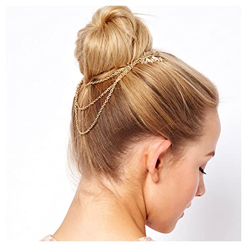 Andelaisi Boho Leaf Chain Comb Gold Chain Tassel Hair Comb Barrette Olive Branch Side Comb Headpiece Vintage Leaf Hairpiece Comb Multilayer Tassel Chain Leaf Hair Clip For Women And Girls Hair Accessory Headdress #TOP20