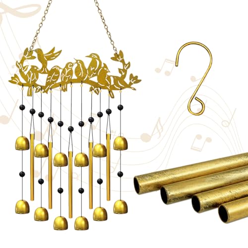 Image of Bird Wind Chimes for Outside - Hummingbird on Branch Metal Windchimes Indoors Window Hanging Garden Patio Yard Porch Home Decor Soothing Tones Memorial Birthday Festival Gifts for Women, Mom, Unisex