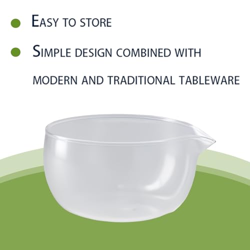 oooaooo Matcha Schale mit Ausgießer, 370 ML Salatschüssel Glas, Matcha Bowl mit Ausgießer, Matcha Schüssel mit Ausguss Glas Matcha-Schale für Traditionelle Teerituale Dessert Dessert Saucen