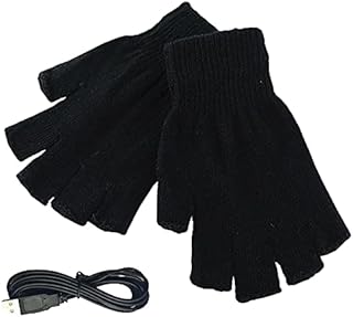 Heater Gloves - Riloer USB Powered Fingerless Heated Gloves,Washable Knitted Mittens Winter Outdoor Hand Warmer