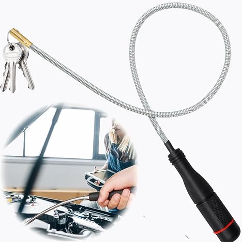 Aimant Télescopique 60 cm - Aimant Mécanique Auto Puissant avec Tige Flexible et Poignée Antidérapante - Outil de Ramassage Magnétique Professionnel pour...