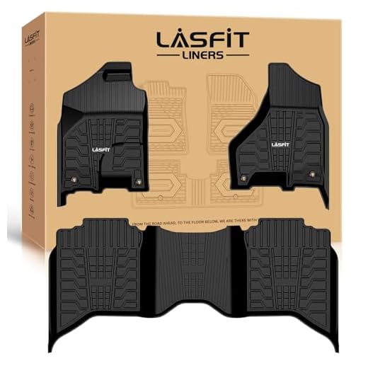 LASFIT Floor Mats Fit for 2013-2018 Dodge Ram 1500/2500/3500 Crew Cab, 2019-2022 Ram 1500 Classic Crew Cab All Weather Custom Fit Car Floor Liners 1st & 2nd Row, Black