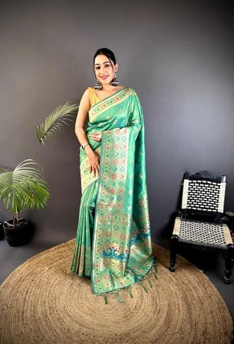 Pandadi Saree teal banarasi silk saree – image 2
