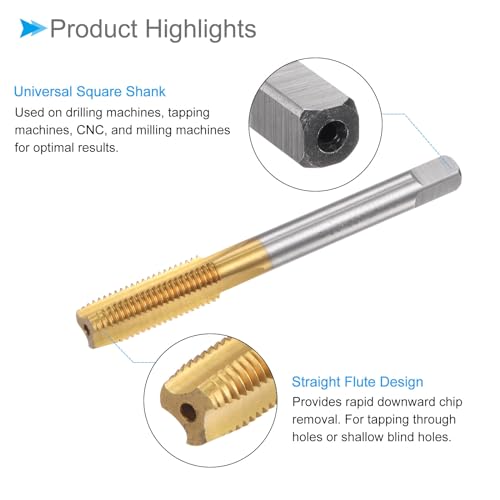 CoCud Gerade Nut Gewindebohrer, M8 x 1 Gewindegröße, Titan-Kobalt-Hochgeschwindigkeitsstahl Metrische Linksgewinde-Werkzeuge für Aluminium, Edelstahl, Bronze, Kunststoffe