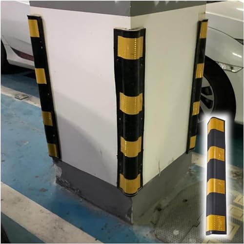 Reflective Rubber Edge Protector for Garage & Workshop Safety, Durable Corner Guard with High Visibility Strip, Impact-Resistant Collision Protection