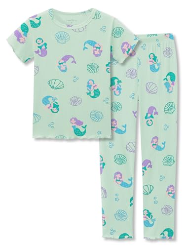 Beezizac Toddler & Little Girls Pajamas Cute Ditsy Floral/Strawberry Fruit Tee & Pants PJ Spring Set Kid Size 2T- 10