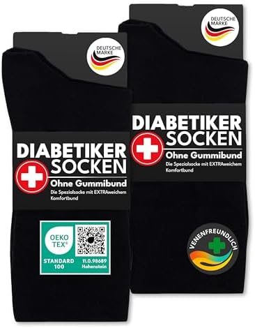 sockenkauf24 Diabetikersocken ohne Gummi & ohne Naht 97% Baumwolle (6 Paar) Diabetiker Socken mit Komfortbund für Damen & Herren