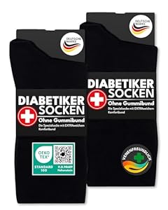 sockenkauf24 Diabetikersocken ohne Gummi & ohne Naht 97% Baumwolle (6 Paar) Diabetiker Socken mit Komfortbund für Damen & Herren 26820 WP (Schwarz 47-50)