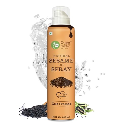 Image of Pure Nutrition Sesame Oil Spray | 100% Pure, Natural & Cold-Pressed | Cook Healthy with 10X Less Oil | Rich in Antioxidants & Nutrients | Ideal for Sauteing, Grilling & Salad Dressings | Heart-Healthy Oil - 200ml