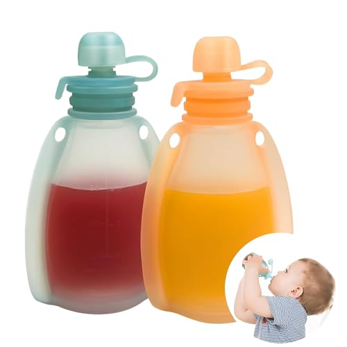 Image of Refillable Baby Food Pouches (Blue-Orange)