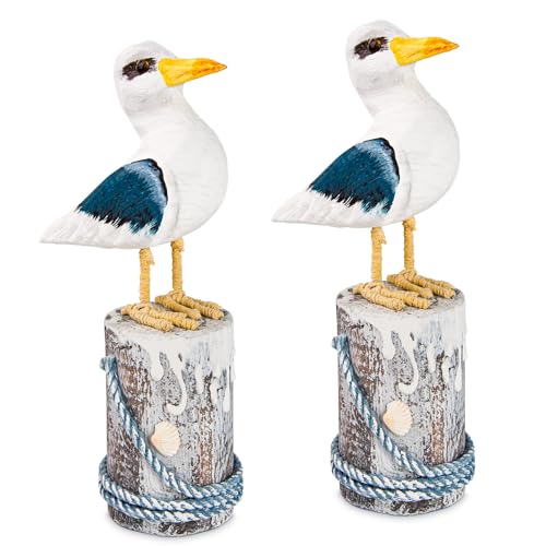 2 piezas figura decorativa de pájaro marino en madera