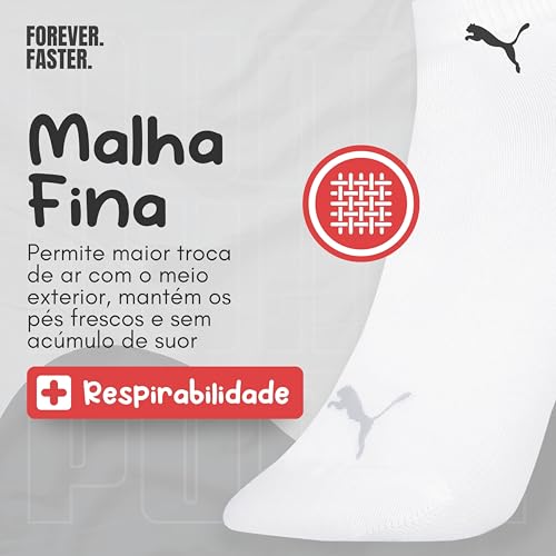 PUMA Kit 6 Pares Meia Sapatilha Esportiva Cano Curto Feminina, 6 Branco, 34-39