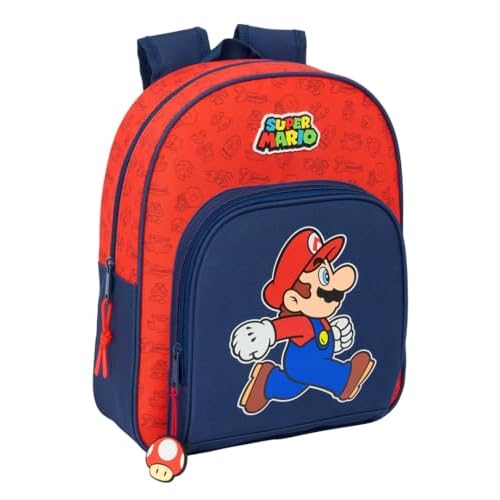 SUPER MARIO TRICK - Mochila Infantil, Ideal para Niños de Diferentes Edades, Cómoda y Versátil, Calidad y Resistencia, 28x10x34 cm