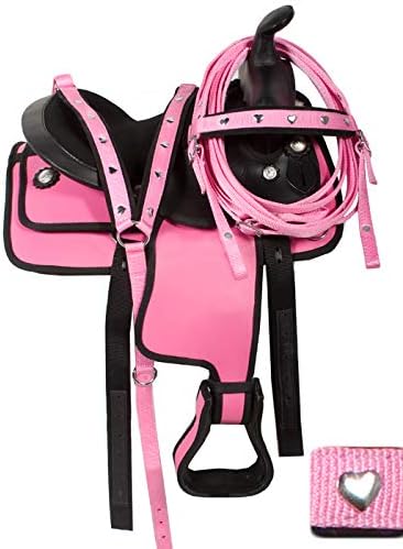 Western Barrel Racing Handmade Synthetic Cordura Horse Saddle Lightweight Trail Tack Equestrian Get Matching Headstall, Breastplate & REINS, Size: 10-18 inches Seat, DD06