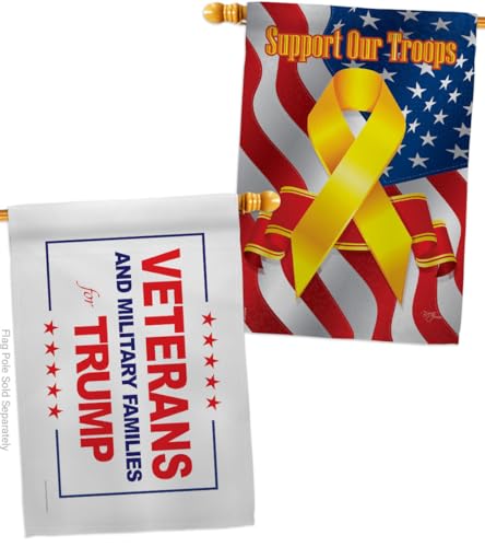 Trump Flag Veterans Troop Wall Hanging Home Poster Military Families Supporter MAGA 2024 Garden Outdoor Patriotic Patio Decoration, Republican Gifts Made in USA