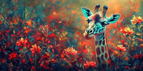 Diamond Painting Bouquet de girafes C-491 : un kit d'art diamant relaxant et anti-stress