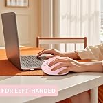 Souris main gauche, sans fil 2.4 GHz USB Mouse verticale ergonomique gauche, moins de bruit USB Récepteur, 6 Boutons 3 ajustable DPI 800/1200/1600 pour ordinateur portable PC Ordinateur de bureau Mac(Pink)