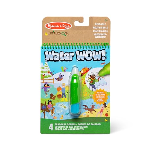 Melissa & Doug WOW! Estaciones del año, Libro de actividades para colorear con agua sin ensuciar reutilizable, Juego creativo, Pintura con agua, Regalo para niños y niñas de 3 4 5 6 7 años