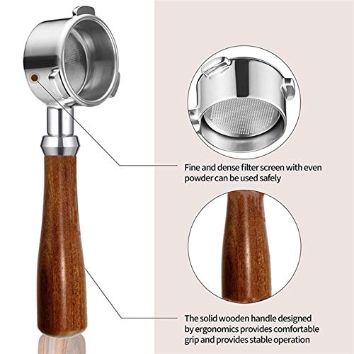 XIAORUI Portafiltro sin Fondo 54mm Coffee Fit Sin Fondo Fit for Breville Barista Series Máquina De Café Mango De Madera… - Imagen 4