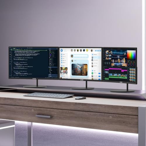 Image of Kado 3-Pack Trio 24 inch Curved 1500R 1920x1080 75Hz FHD Computer Monitor | Triple Monitor Setup HDMI Office Gaming Hybrid, VESA Wall Mount Arm Mount Built-in Speakers, Panoramic Display Multi-tasking