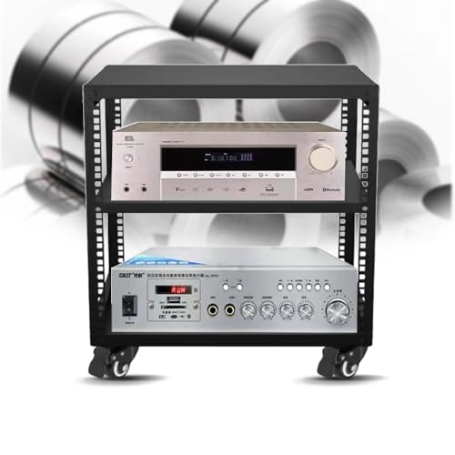QSPNVFB Offene Audio Komponenten Rack HiFi Regal, Mobiles Stereo Schrank Verstellbare Medien Tower Schrank Bodenstehender Amplifier Ablageregal Mit Rollen(2-Tier)