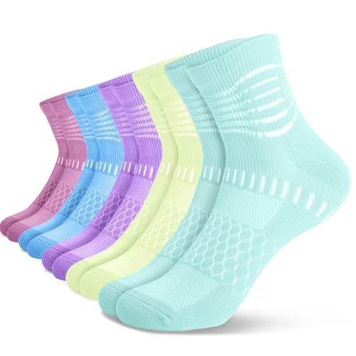 IRAMY Ankle Compression Socks for Women Men Coolmax Moisture Wicking Socks Plantar Fasciitis Relief 3/5 Pairs