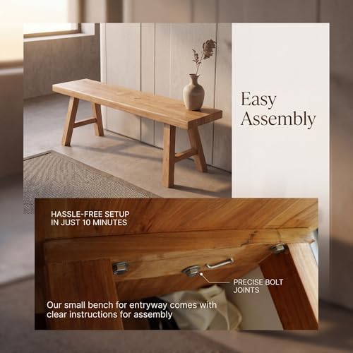 Banco de madera de granja asiento de comedor y muebles de pasillo 8