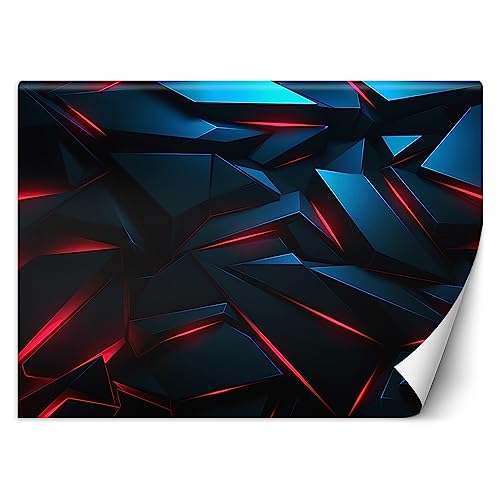 Feeby Papier Peint Intissé Effet 3D Néon 400x280 cm rouge XXL Moderne Décoration Murale Tableaux Muraux Tapisserie Salon Chambre à coucher Jeux Adolescents