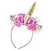 Floral Fall Unicorn Horn Headband Ears Photo Props Girl Birthday Outfit Squishy Cheeks DJ-01 (Gold leaf Flower)