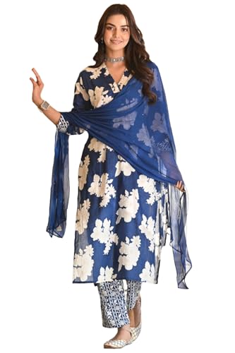 Image of ANNI DESIGNER Women's Cotton Blend Kurta Pant With Dupatta