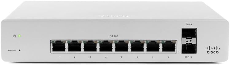 Meraki Cloud Managed MS220 Series 8 Port Gigabit PoE Switch - 8x 1GbE Ports - MS220-8P