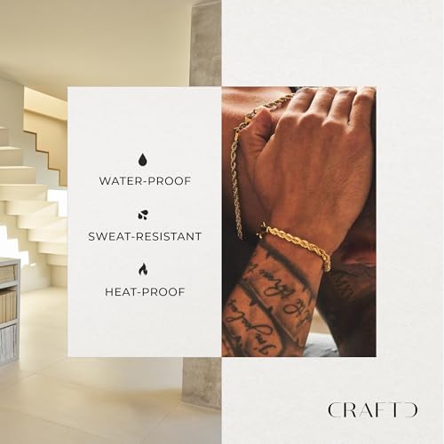 CRAFTD | Rope Link Bracelet | Waterproof, Heat & Sweat Resistant | Gifts for Men | Men's Jewelry | Size 5MM |3