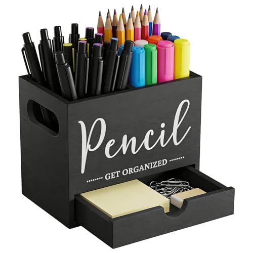 NNIANXING Pen Holder with 1 Drawer, Multi-Functional Pencil Holder for