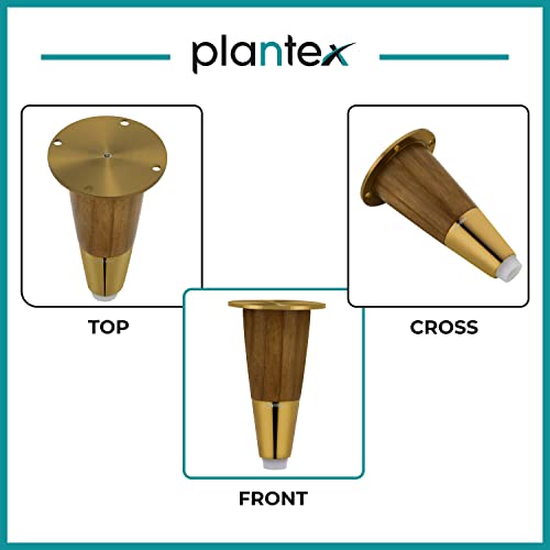 Image of Plantex Heavy Duty Round 4 inch Spare Sofa Legs for Bed Furniture /Sofa Legs for Furniture Fitting /Table Legs /Sofa Leg Set of 2 pcs (Gold Finish)